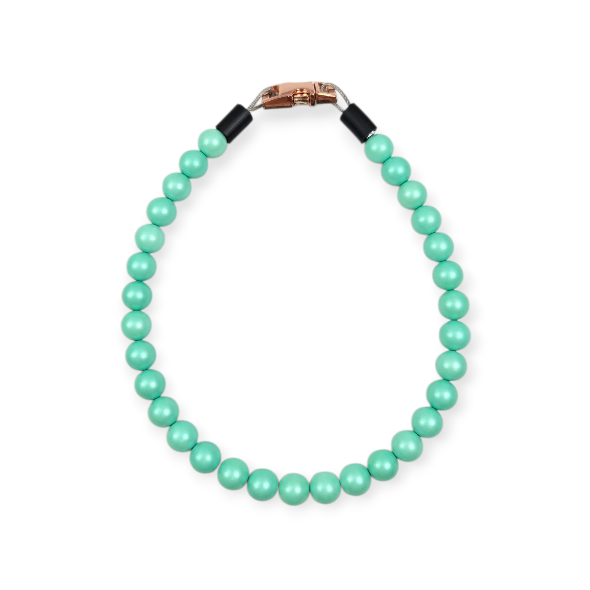 Matte Turquoise Pearl Beaded Collar - 17"