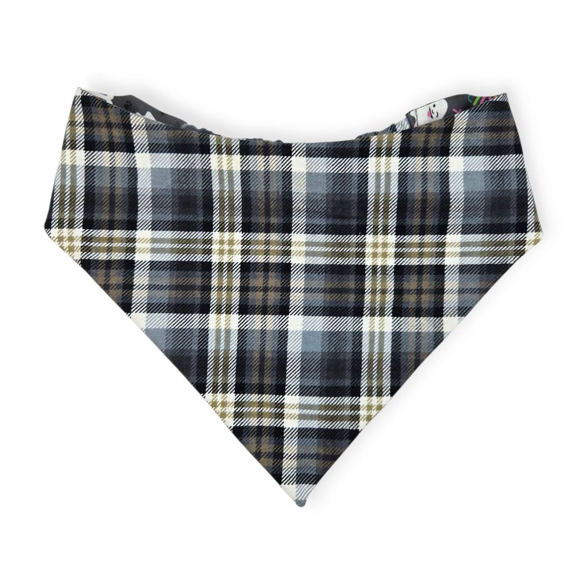 Lick or Treat/Plaid Reversible Slip-on Scrunchie Bandana (X-Large)