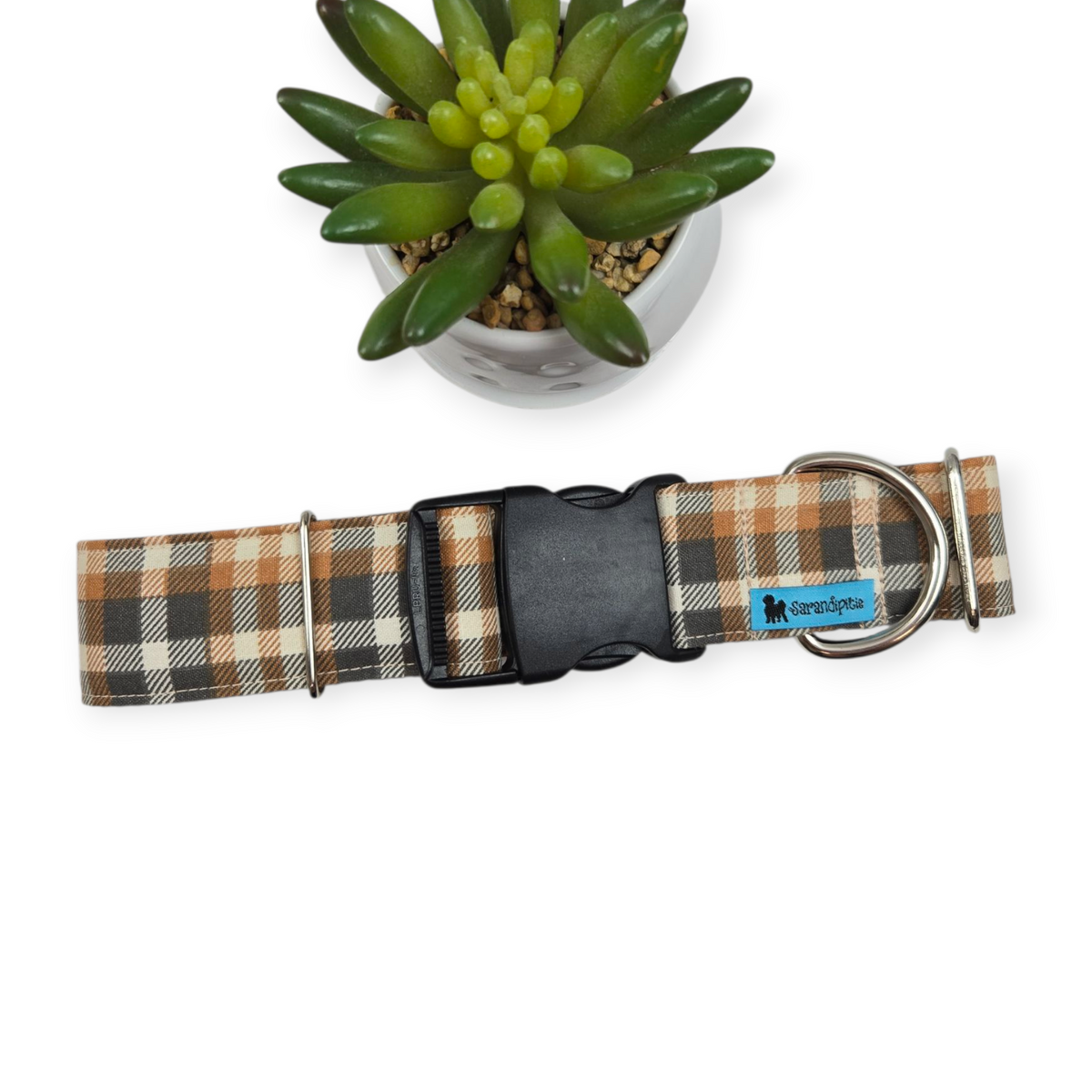 Fall Plaid Dog Collar (X-Large, 1.5" wide)