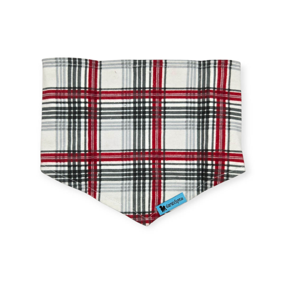 Christmas Rainbows/Snowflake Plaid Reversible Tie-on Bandana (Small)