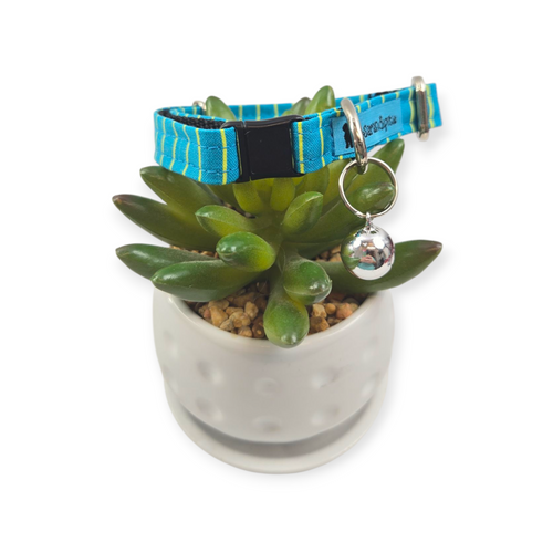Blue w/Lime Stripes Kitty Collar (X-Small)