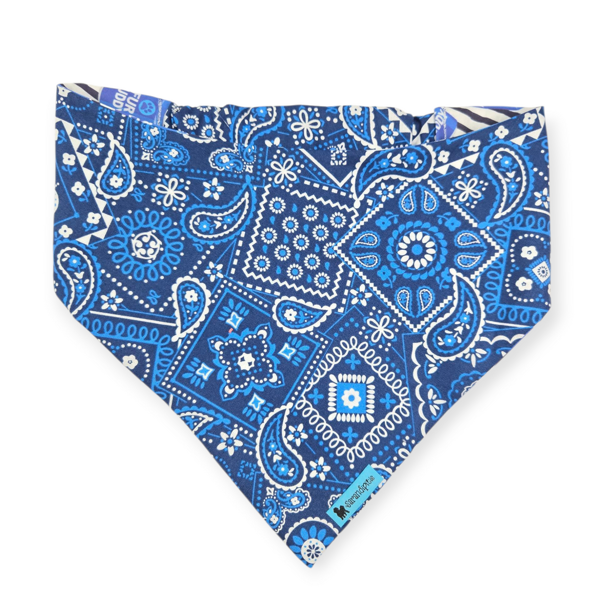 Fur Buddy/Blue Paisley Slip-on Scrunchie Bandana (Large)