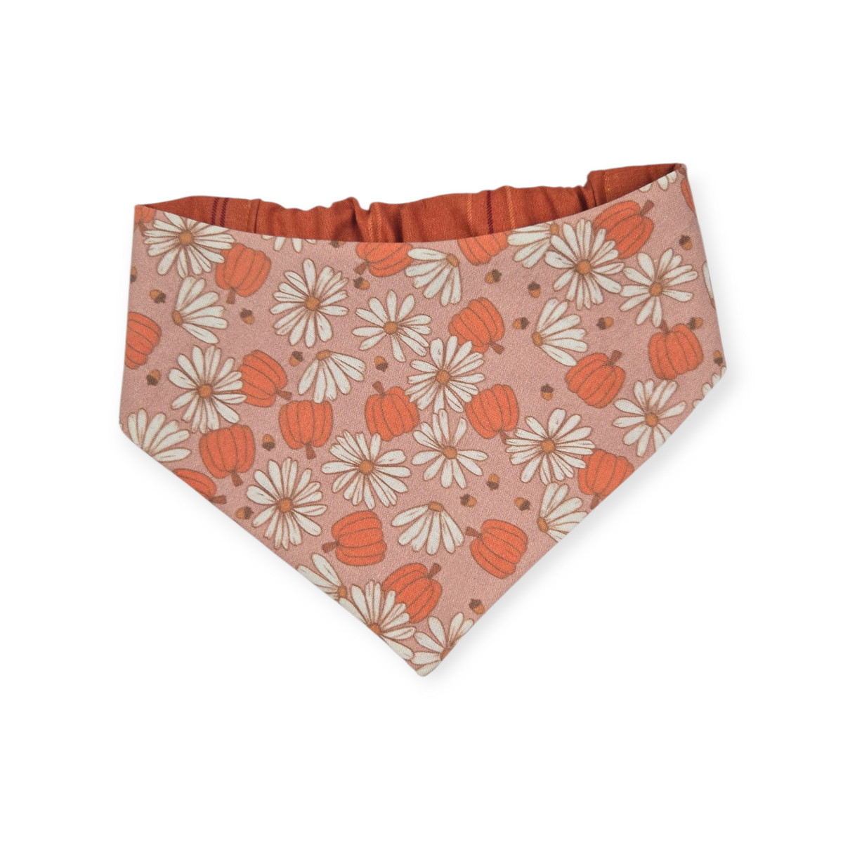 Daisy Pumpkins/ Orange Plaid Slip-on Scrunchie Bandana (Medium)