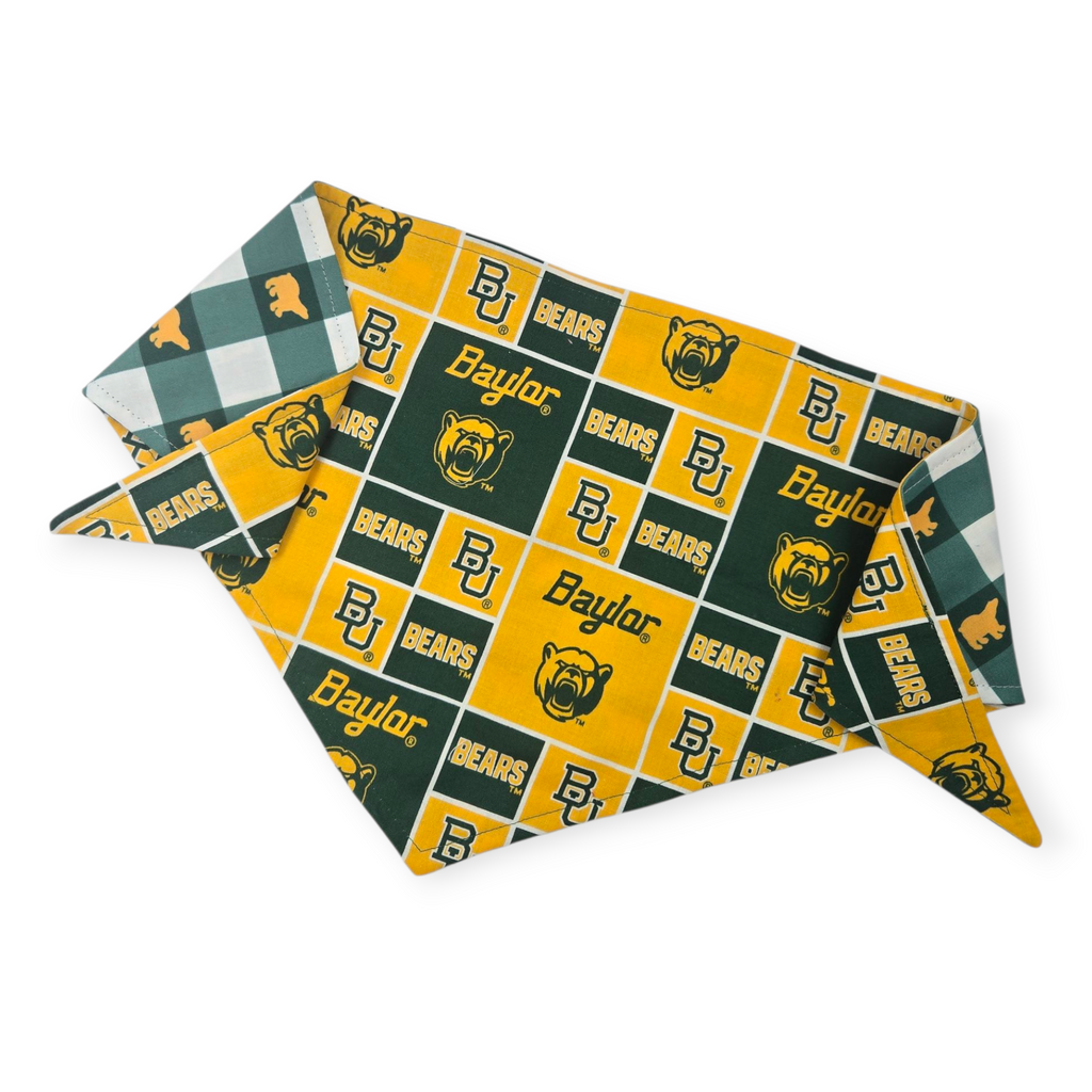 Baylor/Baylor Plaid Reversible Bandana