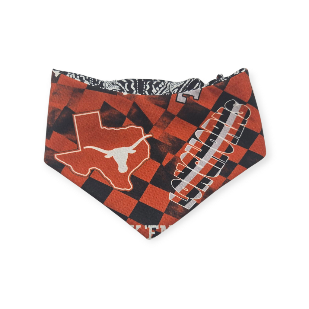 Longhorns/Geo Mosaic Reversible Slip-on Scrunchie Bandana (X-Small/Small)