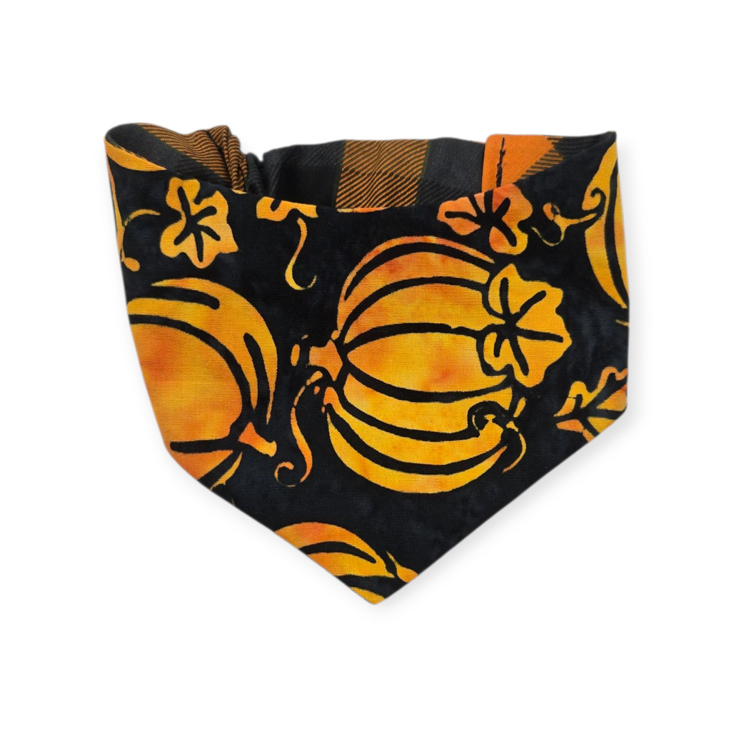 Bootiful/Halloween Plaid Reversible Slip-on Scrunchie Bandana (X-Small)