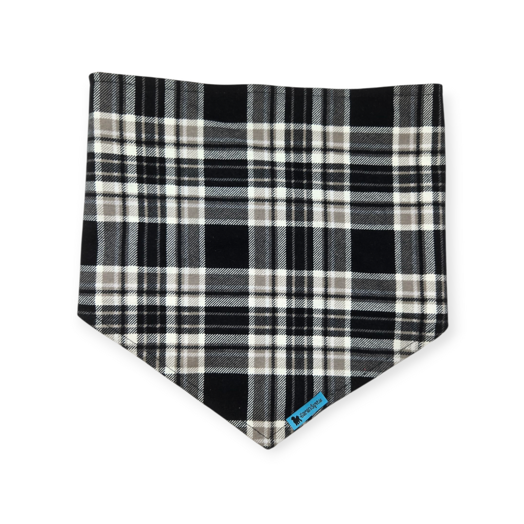 Retro Trick-or-Treat/Black & Gray Plaid Tie-on Bandana (Large)