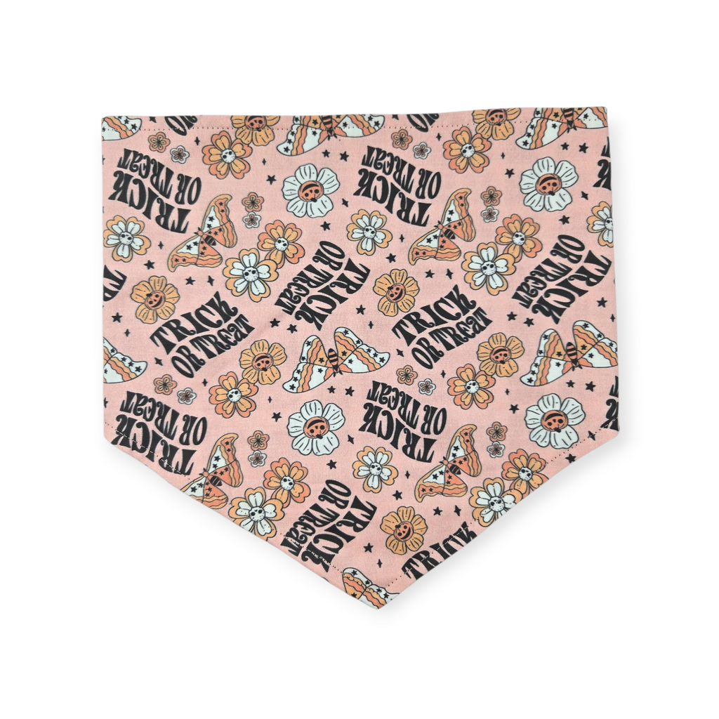 Retro Trick-or-Treat/Black & Gray Plaid Tie-on Bandana (Large)