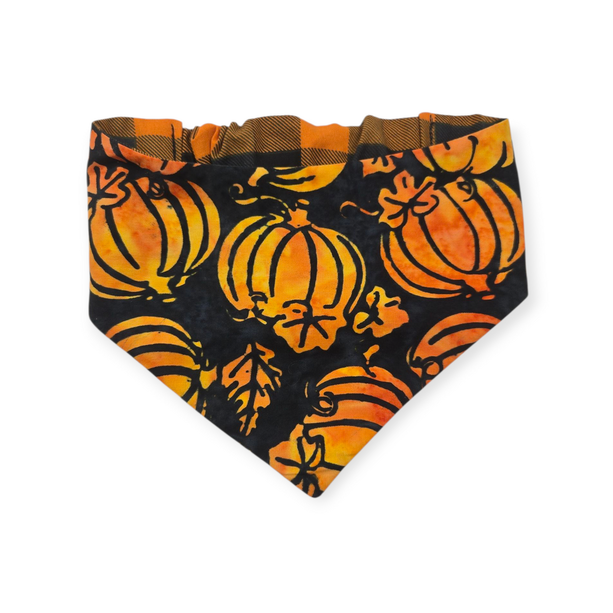 Bootiful/Halloween Plaid Reversible Slip-on Scrunchie Bandana (Small)