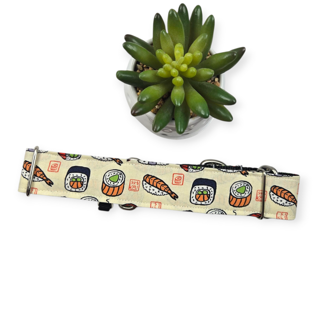 Sushi Martingale Dog Collar (Large, 1.5" wide)