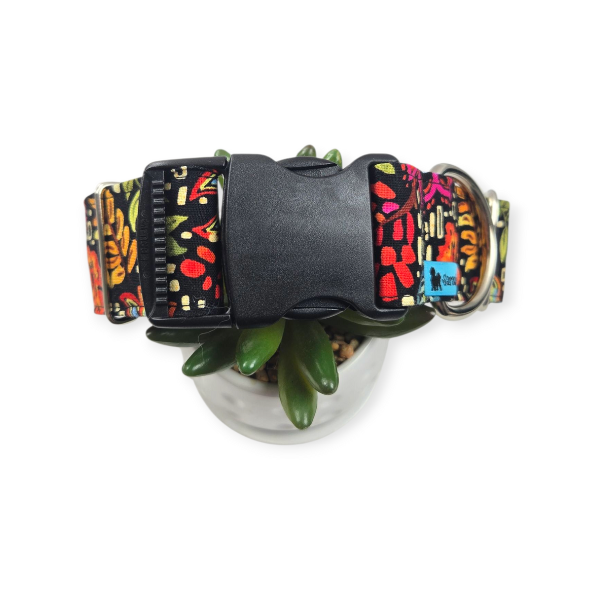 Brushstroke Flowers Dog Collar (Large, 1.5" wide)