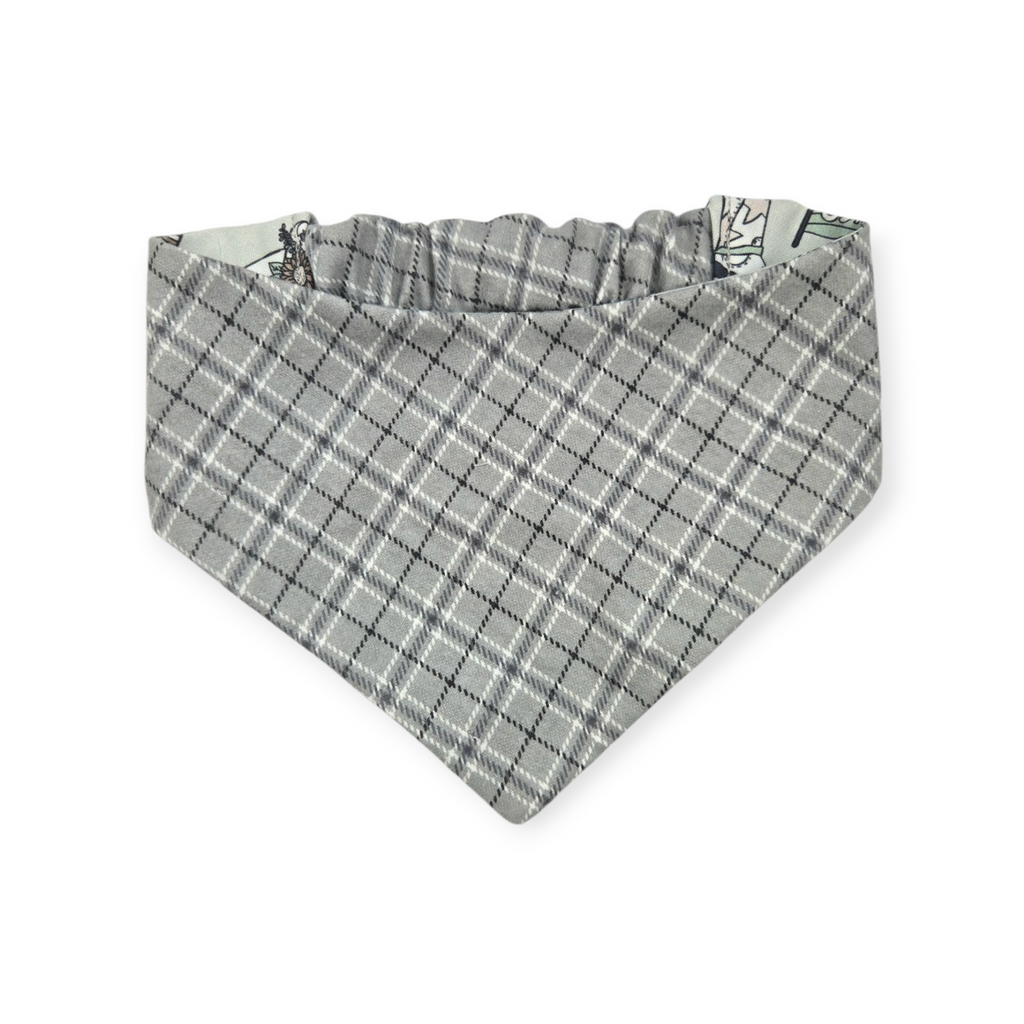 Little Cowboy/Gray Plaid Reversible Slip-on Scrunchie Bandana (Large)