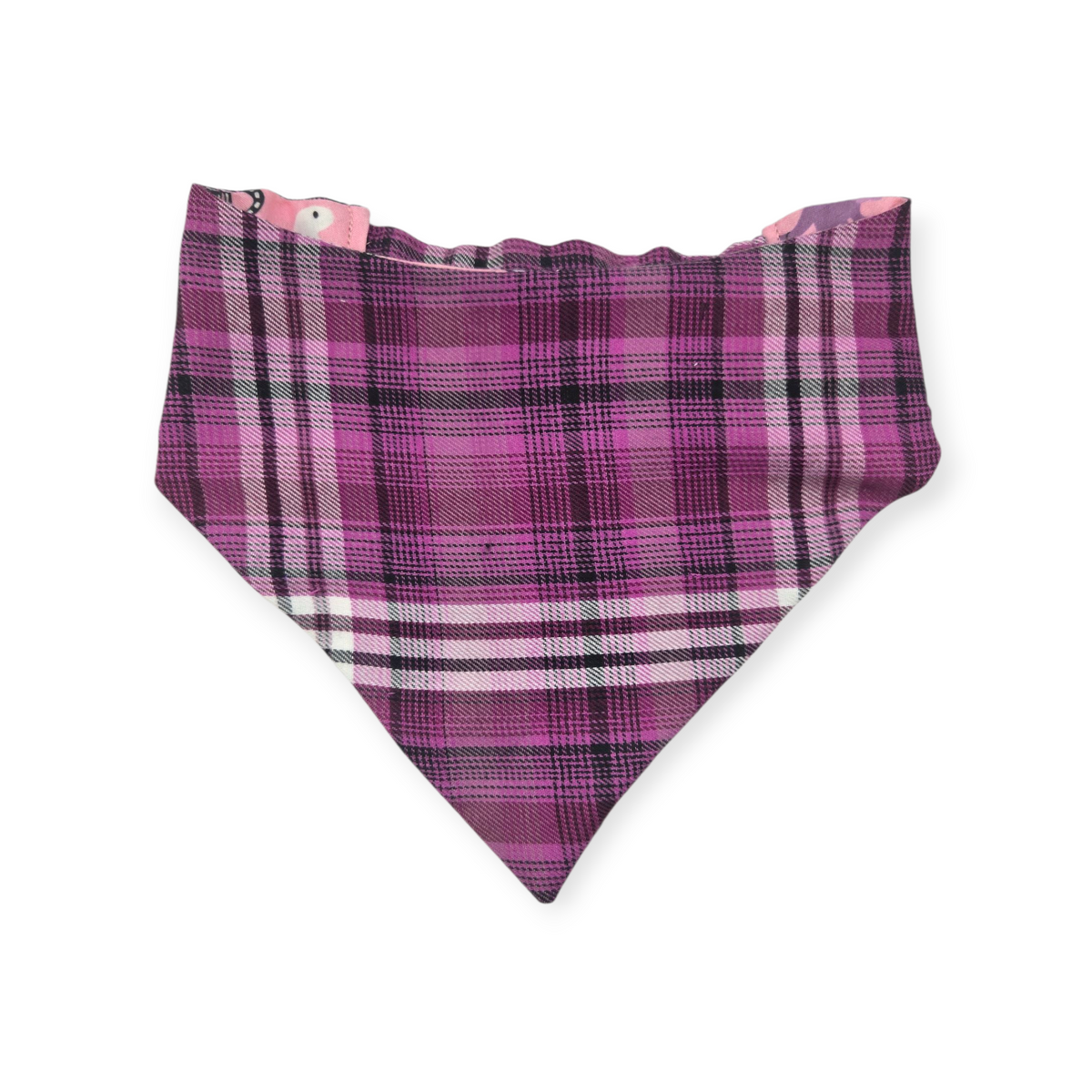 Halloween Dinosaurs/Orchid Plaid Reversible Slip-on Scrunchie Bandana (Large)