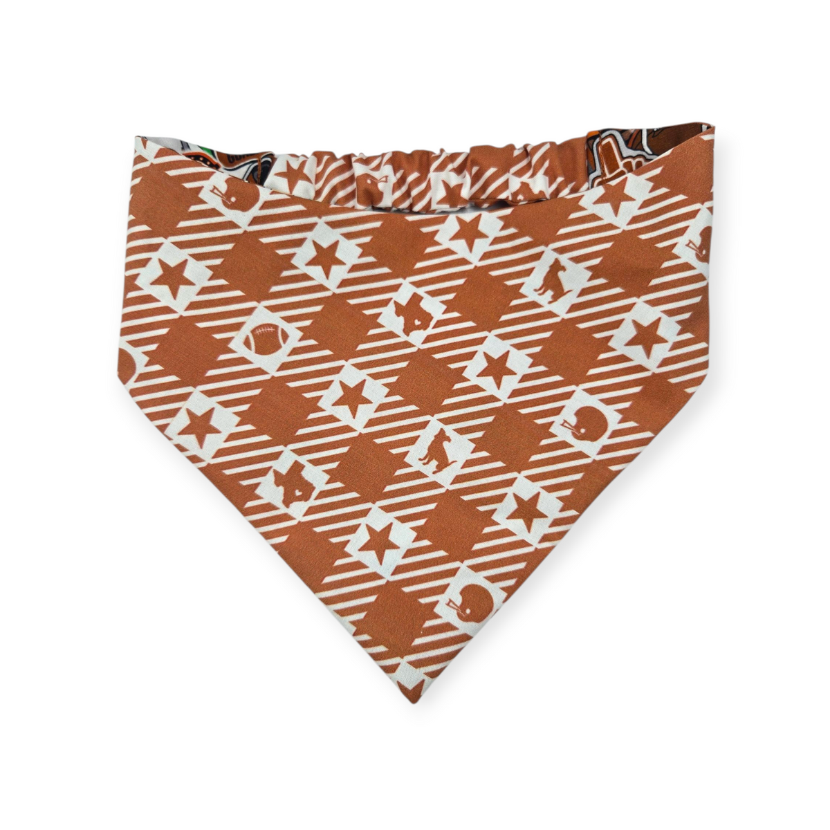 Longhorns Doodles/Longhorns Gingham Check Slip-on Scrunchie Bandana (Large)