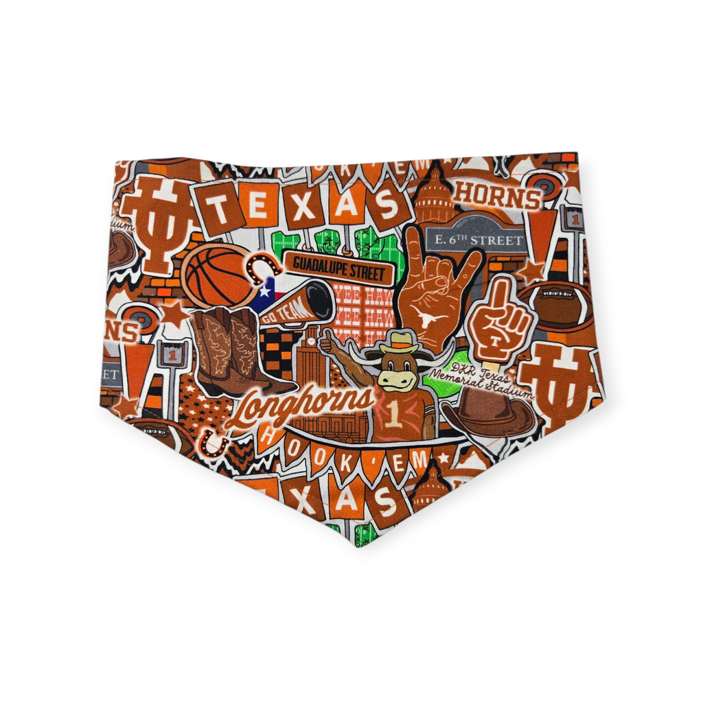 Longhorns Doodles/Longhorns Gingham Check Bandana Tie-on Bandana (Medium)