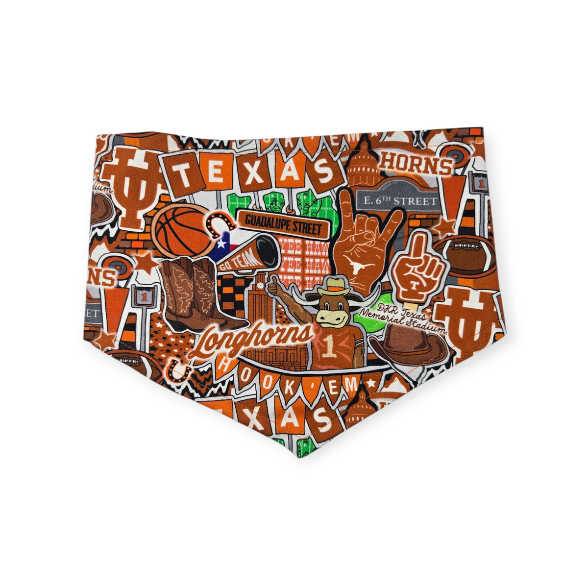 Longhorns Doodles/Longhorns Gingham Check Bandana Tie-on Bandana (Medium)