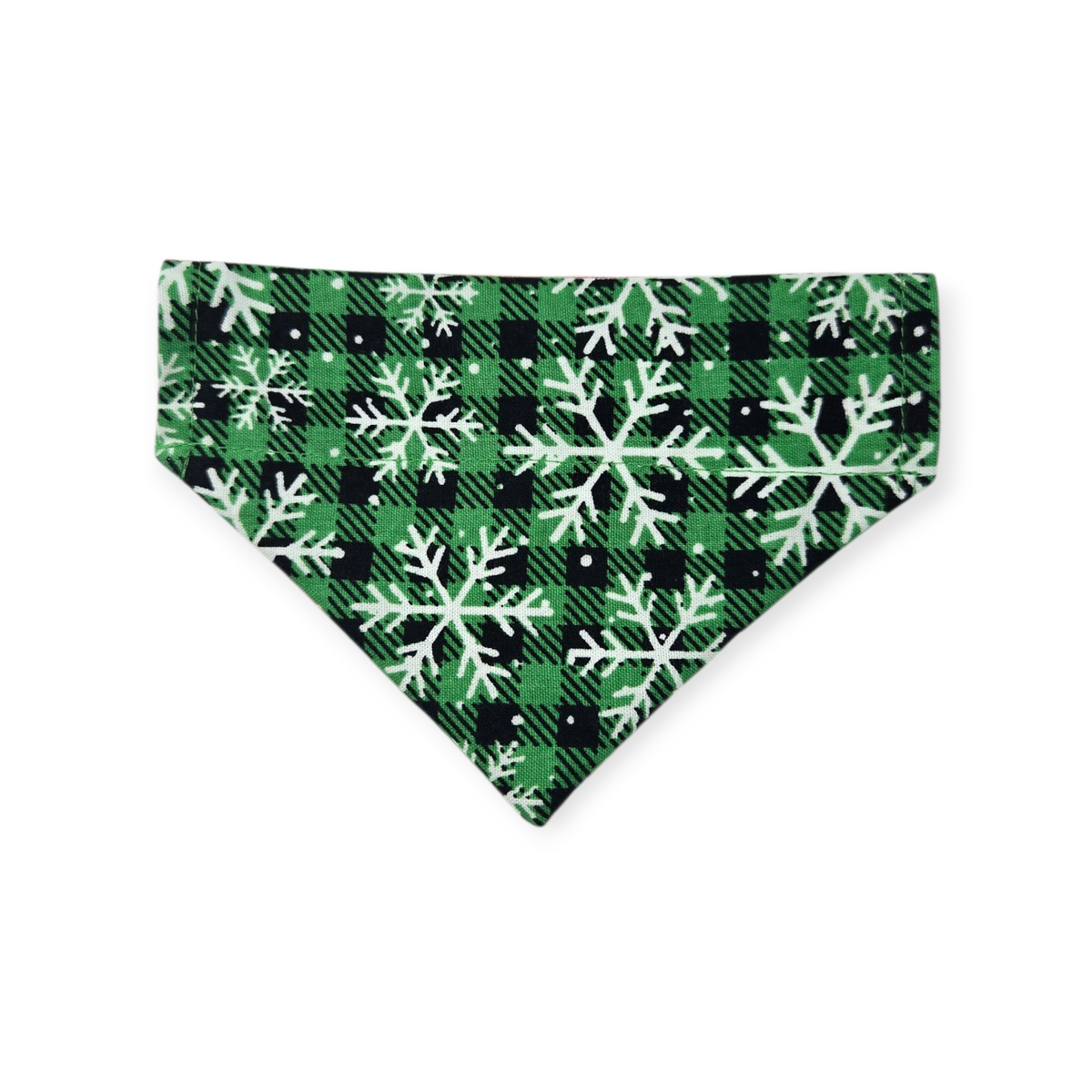 Green Grouchy/Buffalo Plaid Snowflakes Reversible Slide-on Bandana (X-Small)