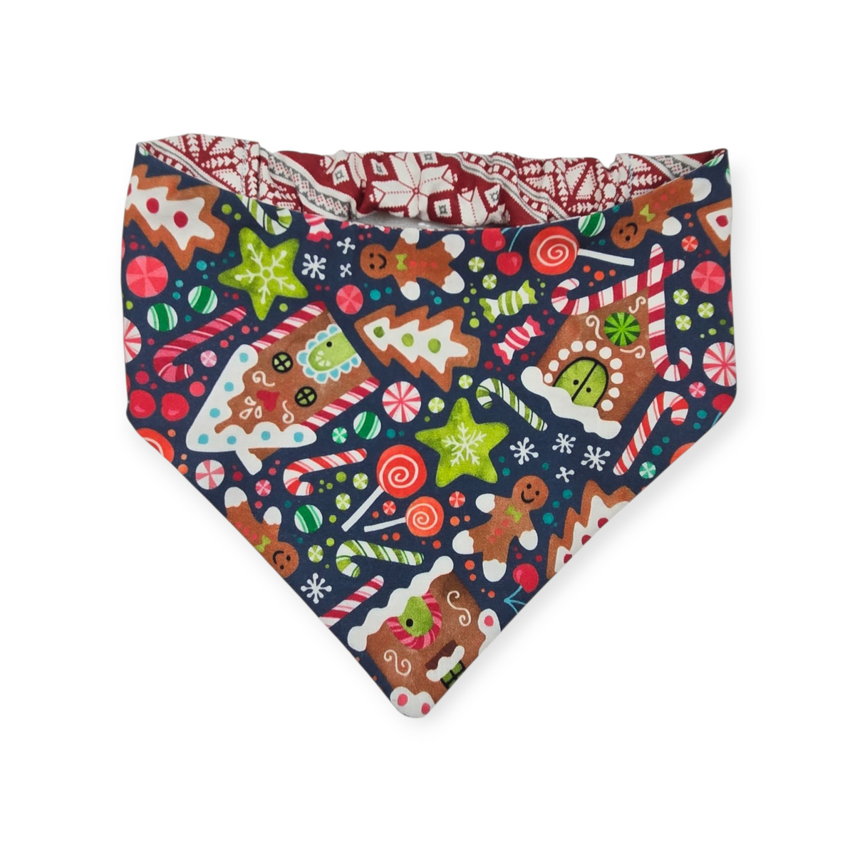 Gingerbread Houses/Nordic Winter Reversible Slip-on Scrunchie Bandana (Large/X-Large)