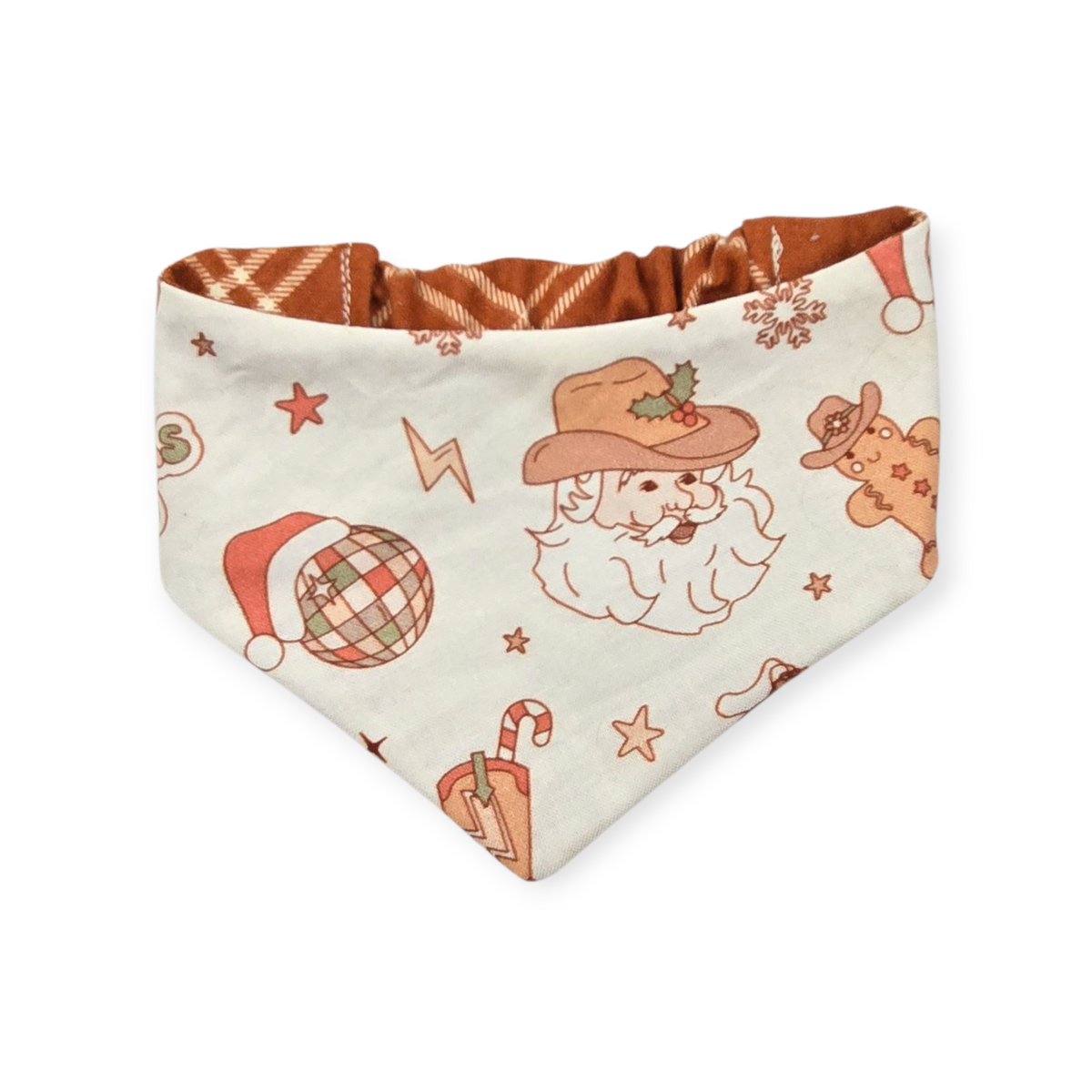 Christmas Ya'll/Rust Fall Plaid Slip-on Scrunchie Bandana (Small/Medium)