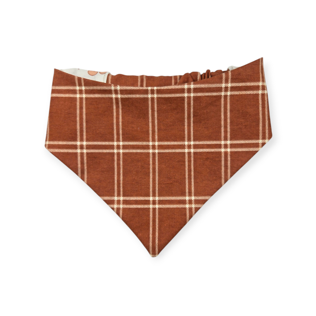 Christmas Ya'll/Rust Fall Plaid Reversible Slip-on Scrunchie Bandana (Large)