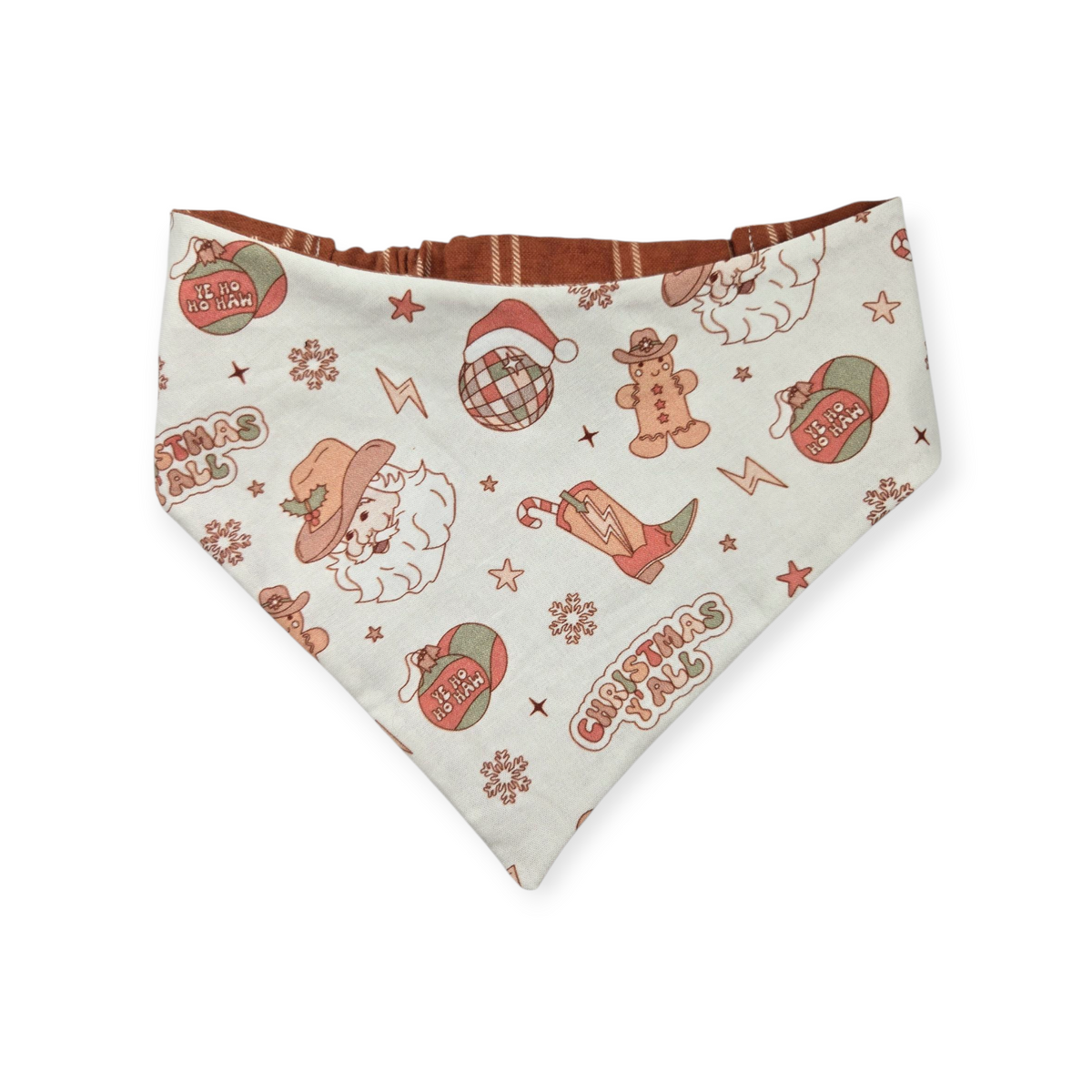 Christmas Ya'll/Rust Fall Plaid Reversible Slip-on Scrunchie Bandana (Large/X-Large)