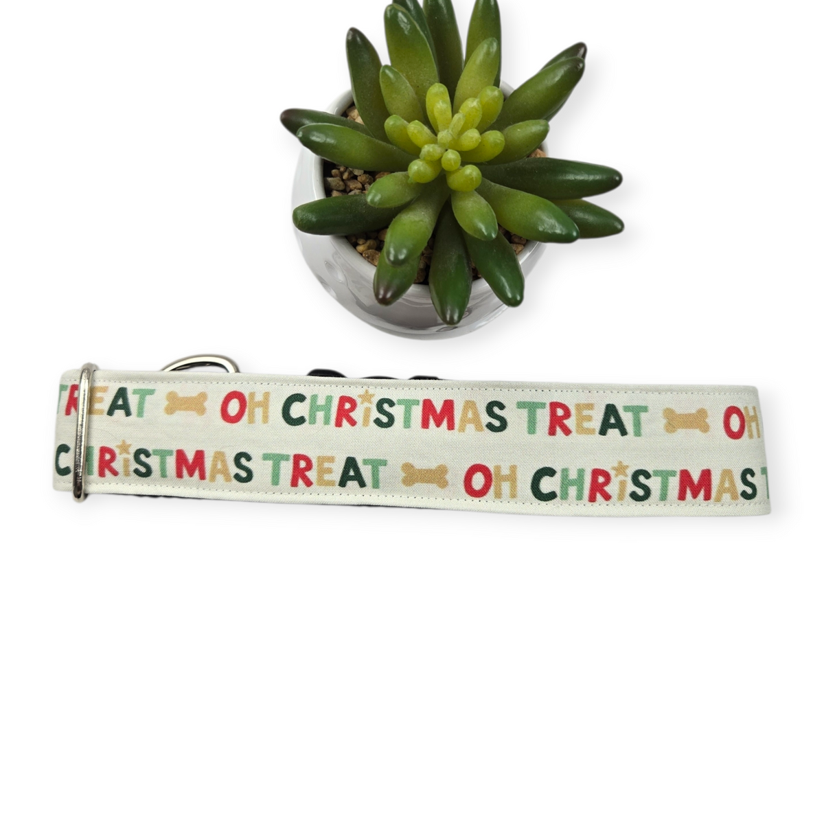 Oh Christmas Treat Dog Collar (X-Large, 1.5" wide)
