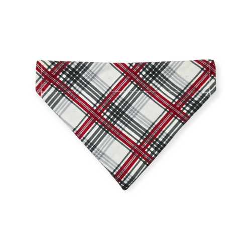 Avocado Christmas/Gray Red Cream Plaid Reversible Reversible Slide-on Bandana (Small)
