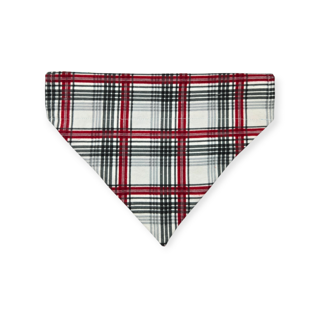 Avocado Christmas/Gray Red Cream Plaid Reversible Slide-on Bandana (Medium)