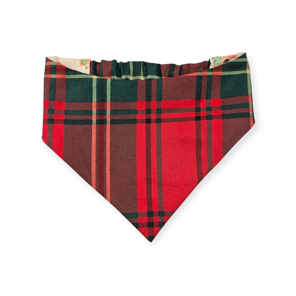 Gingerbread Doghouses/McGregor Red Plaid Reversible Slip-on Scrunchie Bandana (Large)