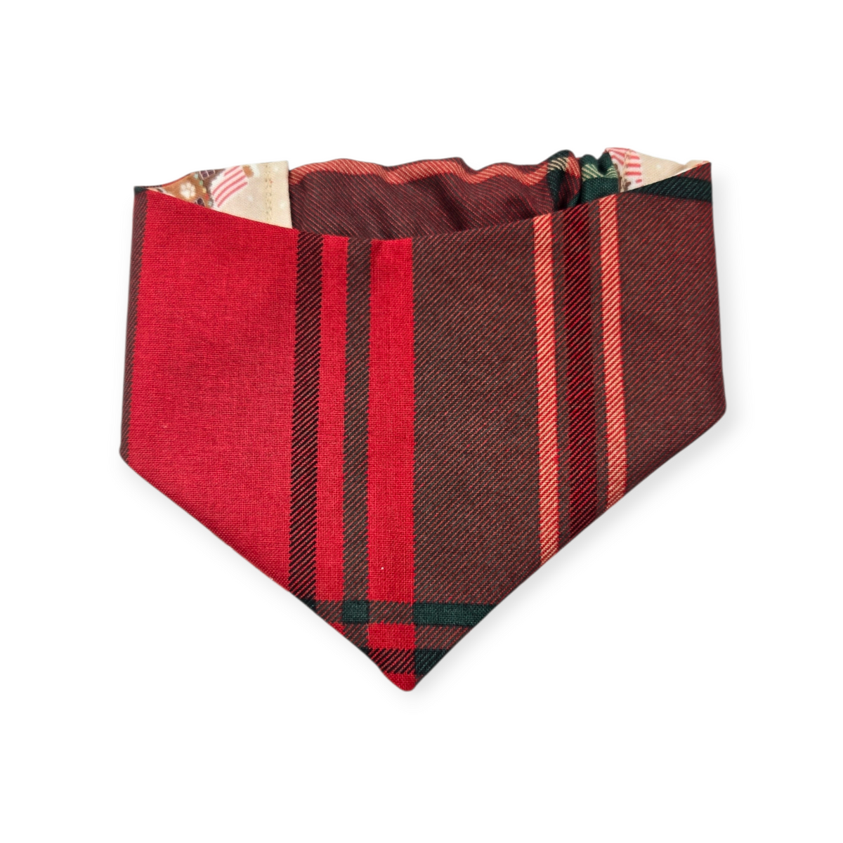 Gingerbread Doghouses/McGregor Red Plaid Reversible Slip-on Scrunchie Bandana (Small)