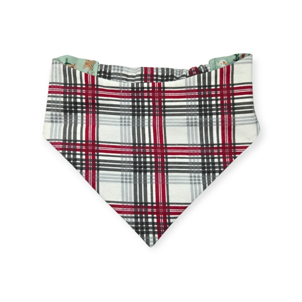 Shit Show Supervisor/Gray Red Cream Plaid Reversible Slip-on Scrunchie Bandana (Large/X-Large)