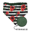 Poppies on Stripes/Dark Olive Swirl Reversible Bandana