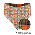 Pumpkin Spice Pup Cup/Green & Orange Plaid Reversible Bandana