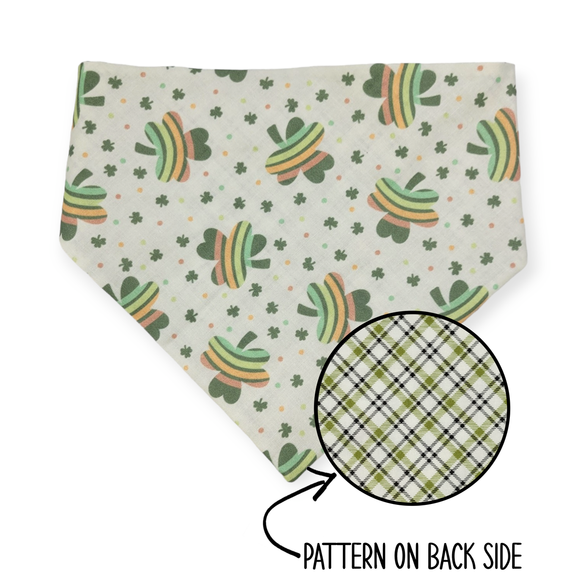 Rainbow Shamrock/Green Plaid Reversible Bandana