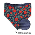 Red Poppies on Midnight Blue/Blue Pinstripe Reversible Bandana
