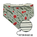 Sage Poppies/Green & Cream Stripes Reversible Bandana