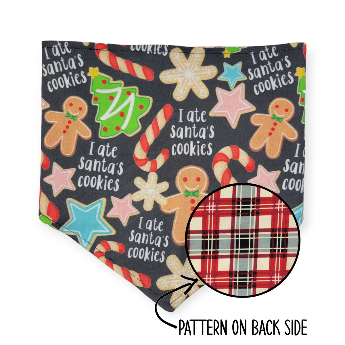 Santa's Cookies/Red Plaid Reversible Bandana