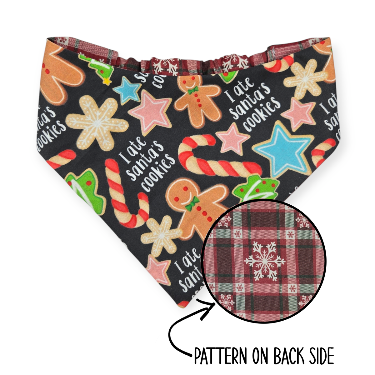 Santa's Cookies/Snowflake Plaid Reversible Bandana
