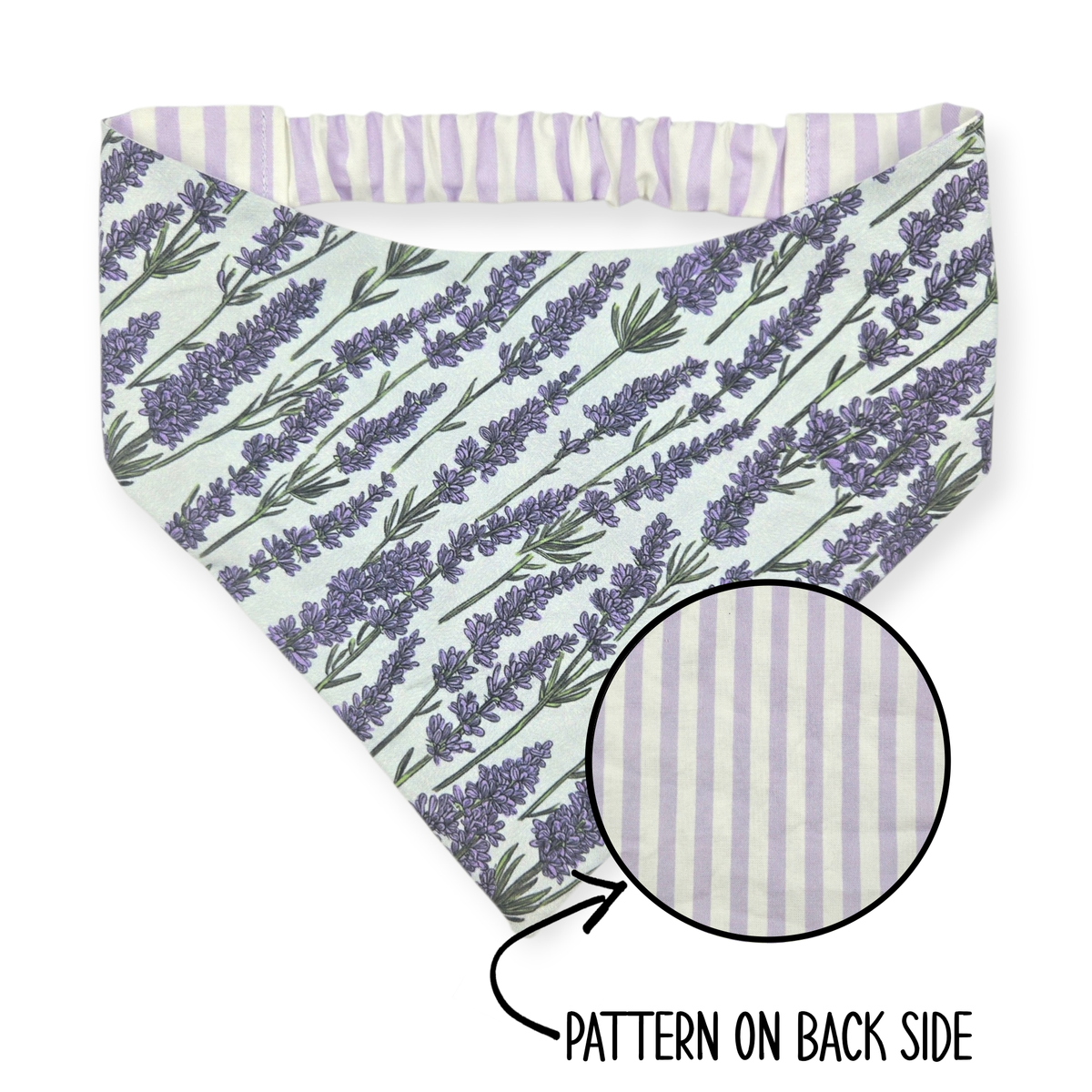 Shabby Chic Lavender Floral/Lavender Purple Stripe Reversible Bandana