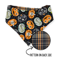 Sugar Skull Pumpkins/Halloween Plaid Reversible Bandana