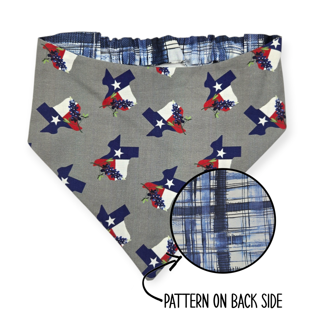 Texas Bluebonnet/Denim Tartan Plaid Reversible Bandana
