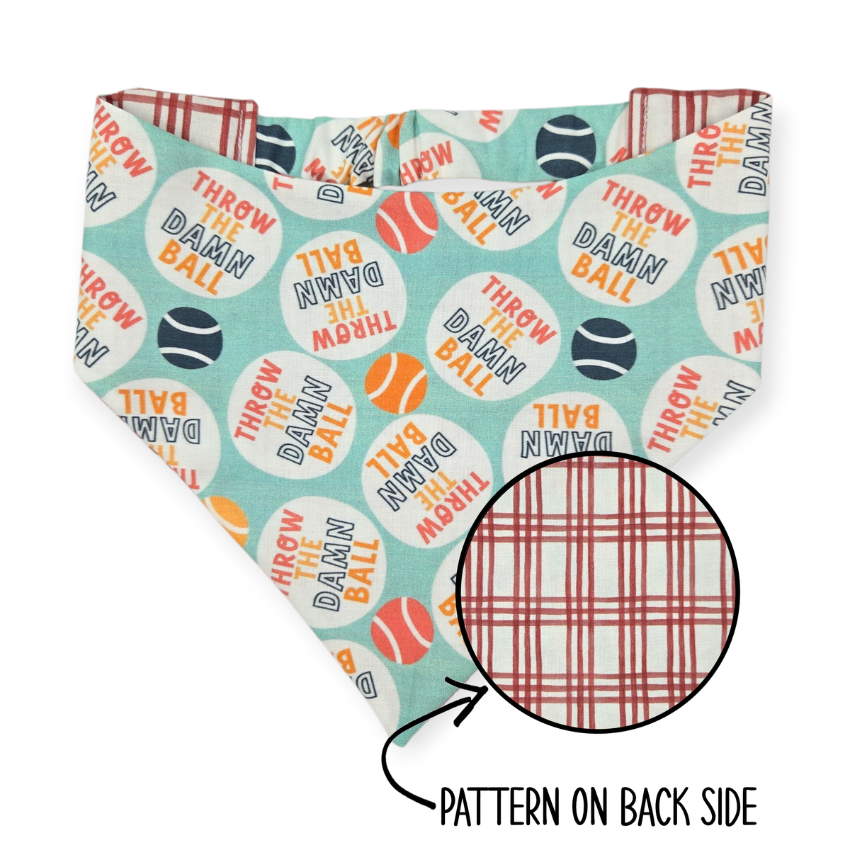 Throw the Ball/Poppy Plaid Reversible Bandana