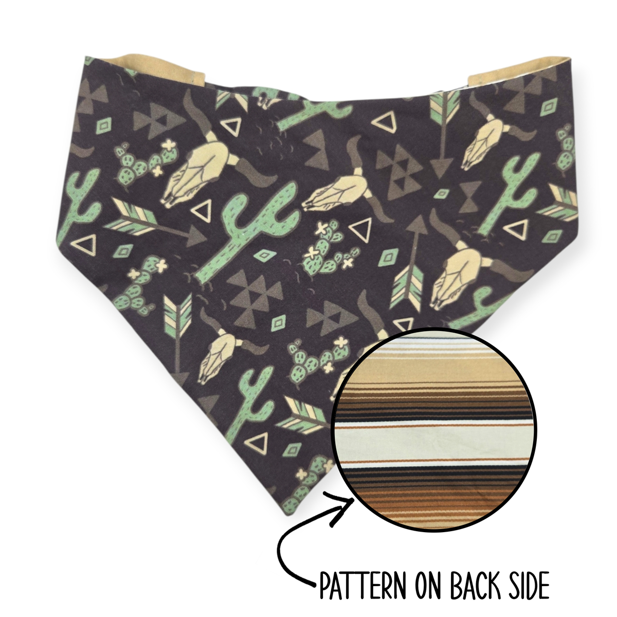 Western Elements on Mud/Brown Serape Reversible Bandana