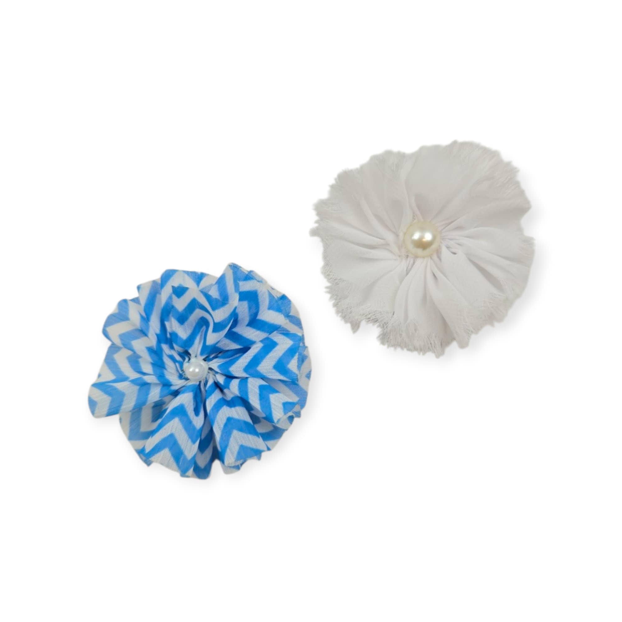 Blue Chevron & White Collar Flower Set