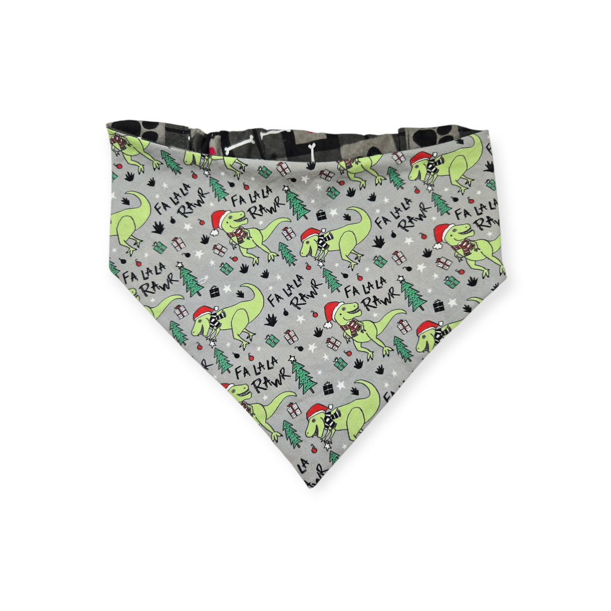 Fa La La RAWR/Gray Paws Plaid Reversible Slip-on Scrunchie Bandana (Large/X-Large)