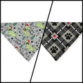 Fa La La RAWR/Gray Paws Plaid Reversible Slide-on Bandana (X-Small)