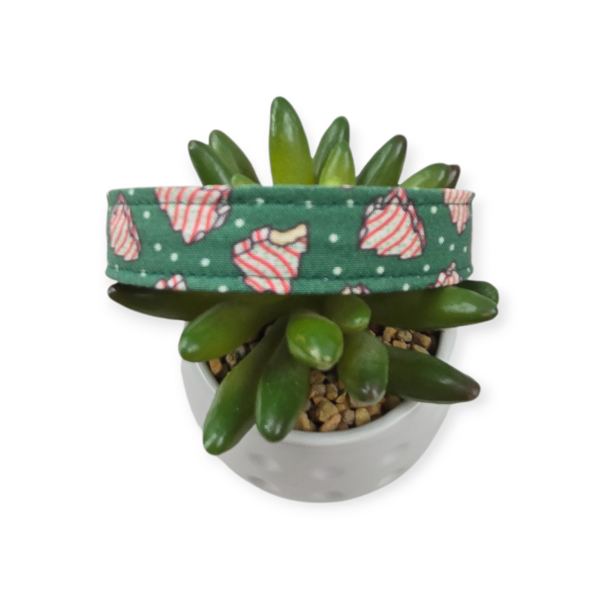 Christmas Tree Cakes Dog collar (Small, 3/4" wide)