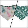 Preppy Pink Coquette Christmas/Winter Fair Isle Reversible Slip-on Scrunchie Bandana (Small)