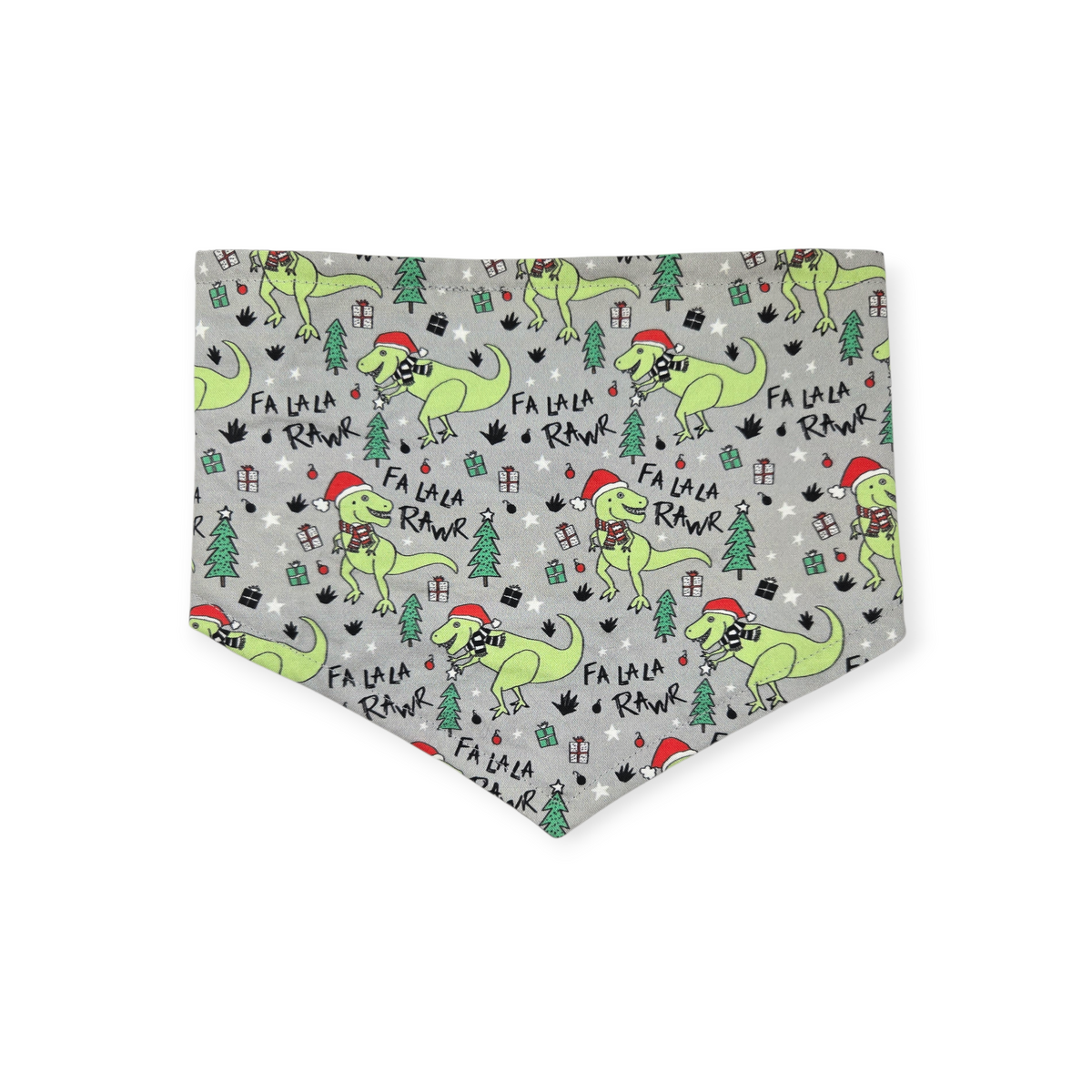 Fa La La RAWR/Gray Paws Plaid Reversible Tie-on Bandana (Large)