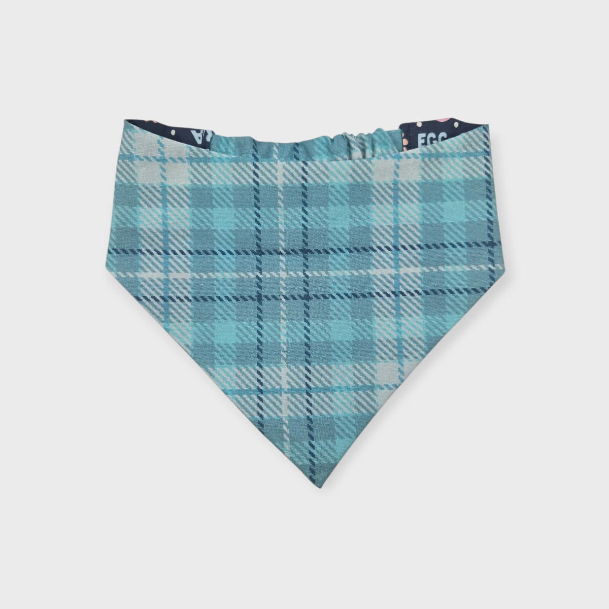 Egg-stra Cute/Aqua Plaid Slip-on Scrunchie Bandana (Large/X-Large)